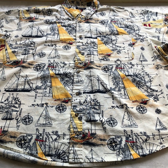 Puritan Casual Button-Down Shirt Men’s Size 3XL Short Sleeves Sailing Boats - Picture 13 of 13